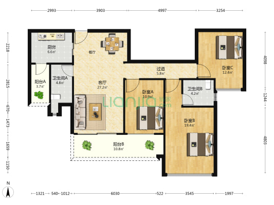 雅居乐熹玥 3室1厅2卫 125平方