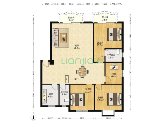 航道处宿舍 4室1厅2卫 140平方
