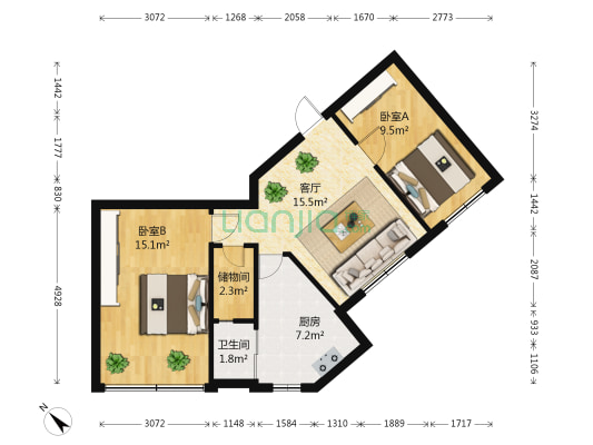 西昌路153号 2室1厅1卫 58平方