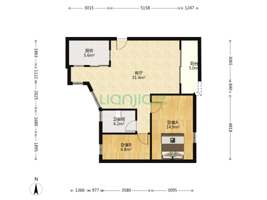 福宁花园 2室1厅1卫 89平方