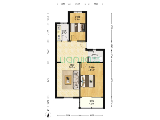 东蒋家场 2室1厅1卫 70平方