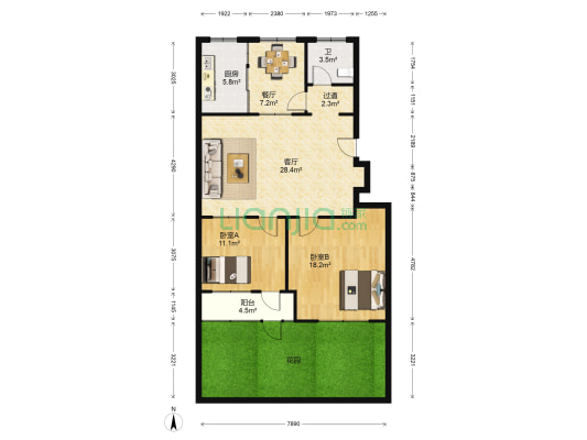 广丰小区 2室2厅1卫 96平方