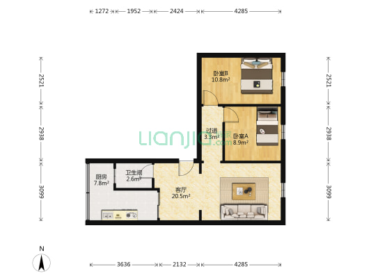 小南街28号 2室1厅1卫 66平方