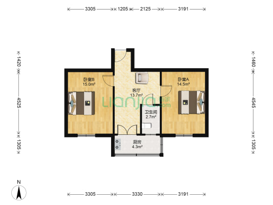 后宰门东村84号 2室1厅1卫 61平方