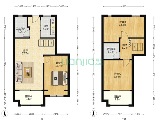 皖新翡翠庄园西区 3室1厅2卫 100平方