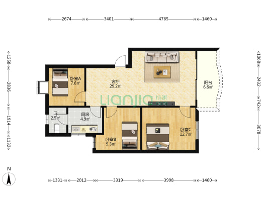 裕丰楼 3室1厅1卫 85平方