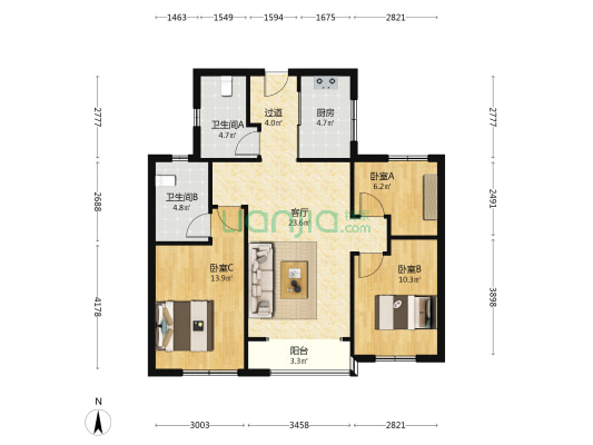 仁恒星源世纪 3室1厅2卫 110平方