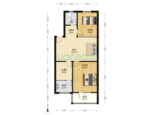 物资局家属院 2室1厅1卫 82平方