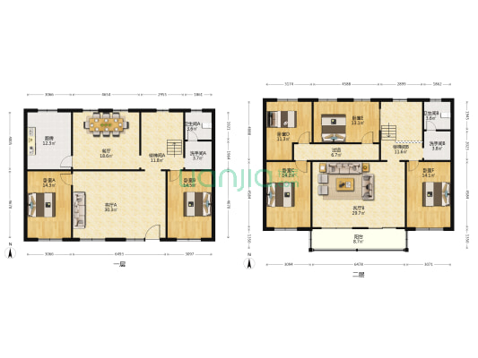 香河县街道办家属楼 6室3厅4卫 266平方