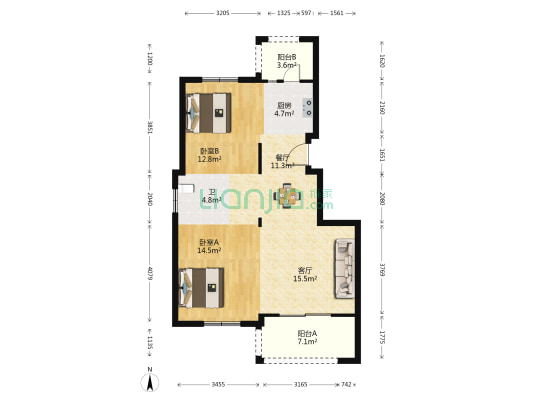 水木倾城 2室2厅1卫 91平方