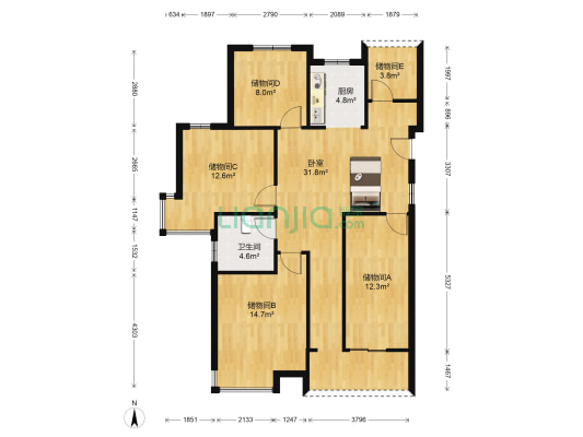 中铁诺德誉园 1室0厅1卫 117平方