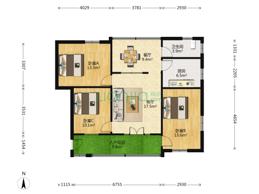 芦笛路76号 3室2厅1卫 97平方