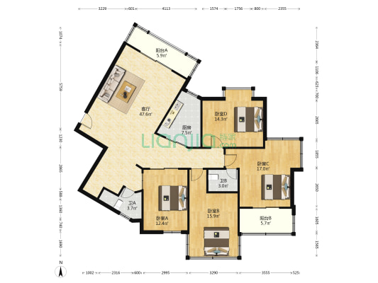 芙蓉园 4室1厅2卫 157平方