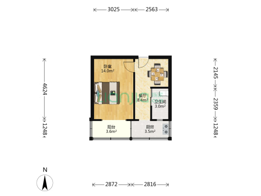 集贤北街 1室1厅1卫 42平方