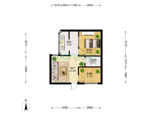 青年路355号 2室1厅1卫 40平方