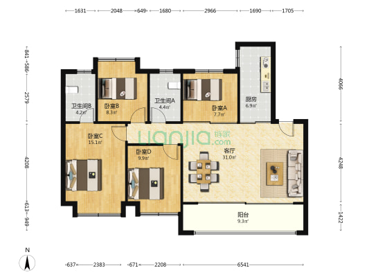 颐和四季府 4室1厅2卫 127平方