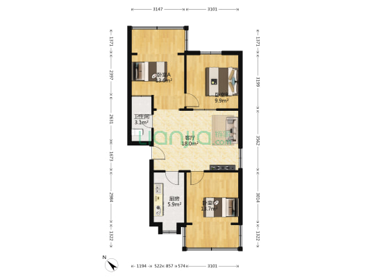营和街43号 3室1厅1卫 68平方