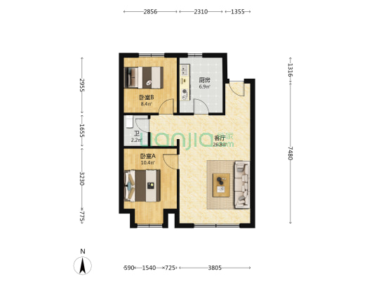 新星宇南熙府二期 2室1厅1卫 89平方