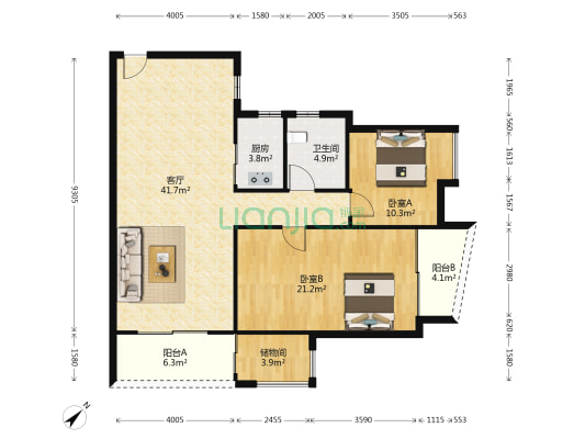 润福苑 2室1厅1卫 113平方