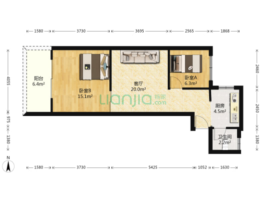 顺帆名鼎 2室1厅1卫 65平方