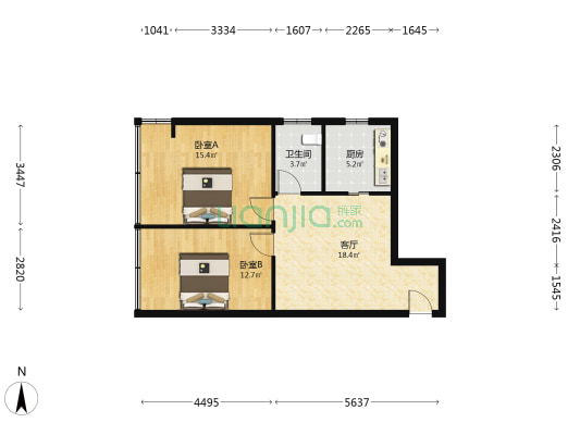 华御大厦 2室1厅1卫 72平方