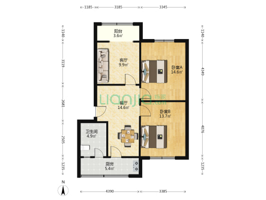 正东街80号 2室2厅1卫 77平方