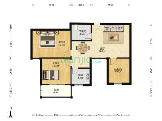 和平花园 2室1厅1卫 101平方