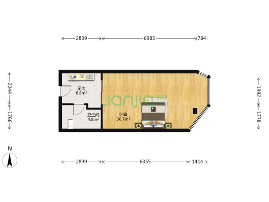 武夷凌云公馆 1室0厅1卫 63平方
