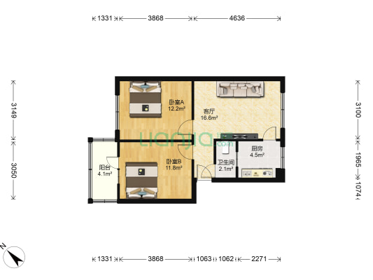 凤溪大道中段11号院 2室1厅1卫 61平方