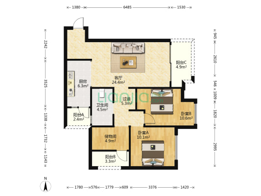 融创春晖十里御峰庭 2室1厅1卫 92平方