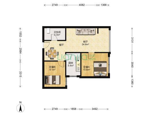 创世纪广场 2室1厅1卫 70平方