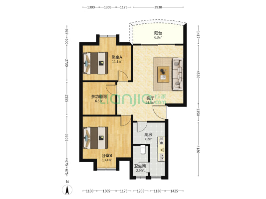 怡富广场 3室1厅1卫 82平方