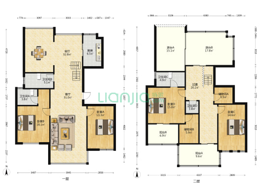 朗臻雅苑 4室2厅4卫 120平方