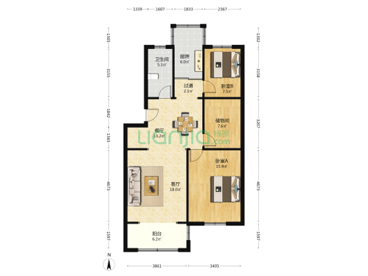 星港湾花园 2室2厅1卫 94平方
