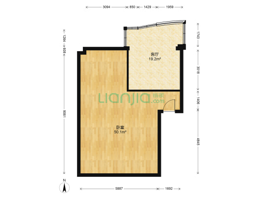 欧洲城二期 1室1厅0卫 83平方