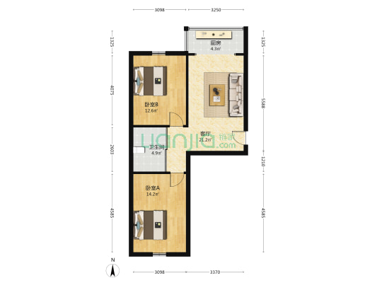 哈龙新苑 2室1厅1卫 76平方