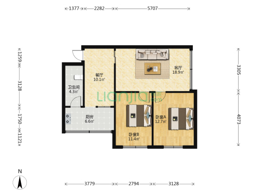 蟠龙巷1号 2室2厅1卫 82平方