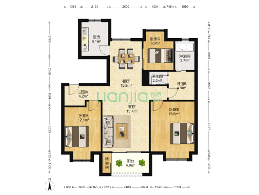 合悦江南悦馨园一街坊 3室2厅2卫 115平方
