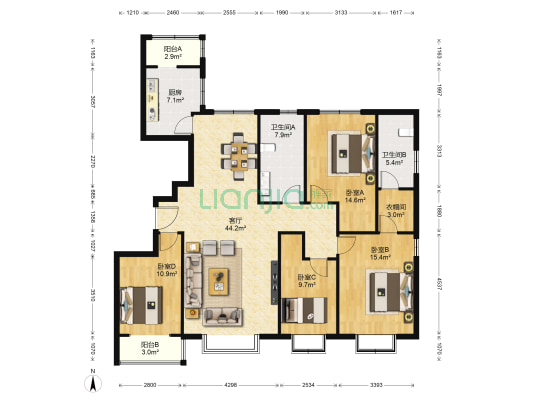 融诚府 4室1厅2卫 163平方