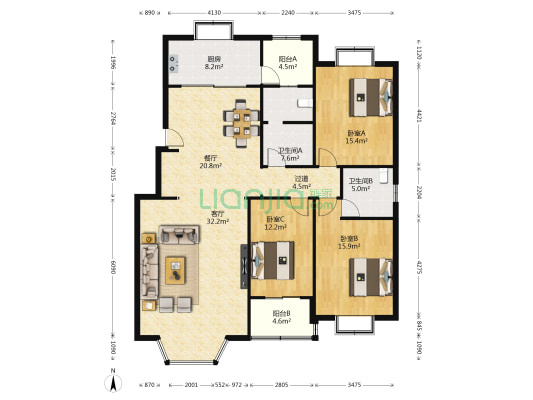 皇庭轩 3室2厅2卫 178平方