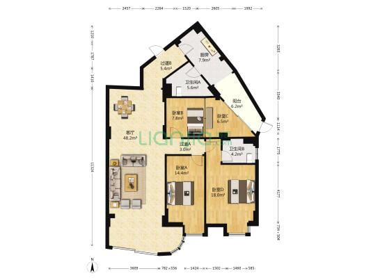星缘美居 4室1厅2卫 150平方