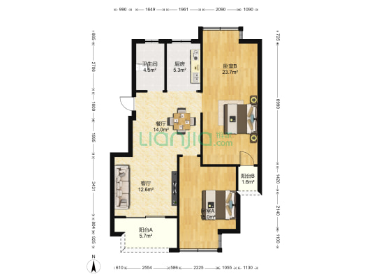 京河湾公寓南区 2室2厅1卫 99平方