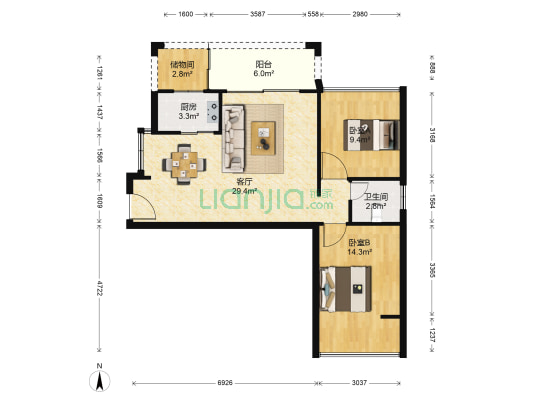 瑞麒一品阳光 2室1厅1卫 79平方