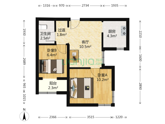 碧春园 2室1厅1卫 59平方