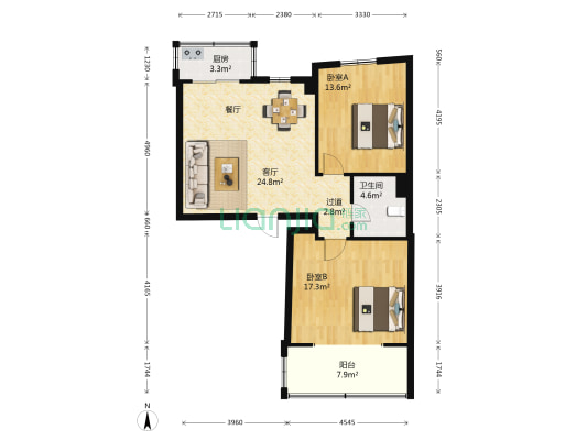 北岸聆涛苑 2室1厅1卫 82平方