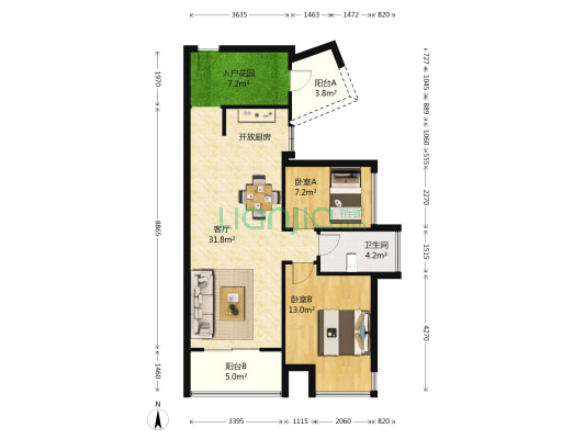 通用时代国际社区 2室1厅1卫 75平方