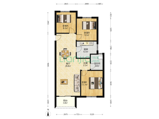 星云湾 3室1厅1卫 99平方