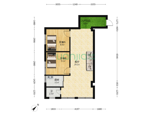 南坛路8号 2室1厅1卫 75平方