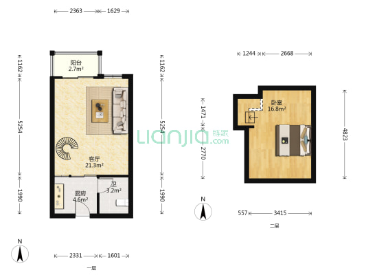 通达财富广场 1室1厅1卫 46平方