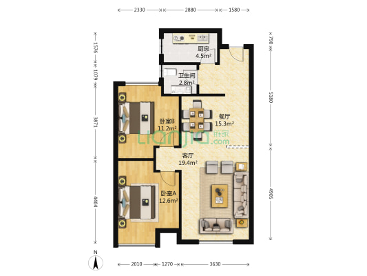 大兴九臻 2室2厅1卫 82平方